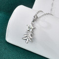 Sterling Silver Christmas Tree Necklace with Moissanite Star Pendant-0-0