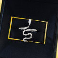 wholesale Silver/Gold New Year of the Snake Coiled Serpent Ring Fashionable Full Diamond Light Luxury Dynamic Niche Design-0-3