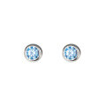 wholesale S925 Silver Earrings for Women, Korean Style Fashion Minimalist Round Single Diamond Stud Earrings, Blue Diamond Elegant Small Stud Jewelry E8977-0-4