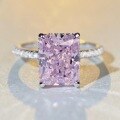 wholesale S925 Sterling Silver Pink Diamond High Carbon Diamond Ring Women Zircon Wholesale Cross-Border Europe and America TikTok Live Streaming Best Seller-0-3