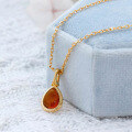 wholesale S925 Silver Plated 14k Gold, Japanese-style Vintage Artificial Amber Necklace by Dunli Jewelry-0-3