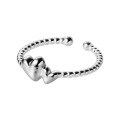 wholesale S925 silver Korean version minimalist double heart twist ring heart-shaped fresh index finger ring R00388-0-4
