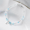 wholesale S925 Sterling Silver Dainty Blue Topaz and Crushed Silver Bracelet Sweet Ins Style Exquisite Pearl and Small Fish Bracelet S7918-0-2