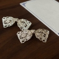 wholesale S925 Sterling Silver Lewis Lace Bow Earrings Exquisite Hollow-Out Texture Sweet Girly Earrings-Silver 925 silver