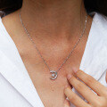 Sterling Silver Simple Moissanite Star and Moon Pendant Necklace for Women-0-1