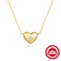 wholesale 925 Silver New Octagonal Star with Heart and Diamond Inlay Daily Matching Necklace, Popular in Europe and America, Unique Elegant Collarbone Chain-Platinum 925 silver