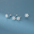 wholesale S925 Sterling Silver Fresh and Sweet Christmas Festive Lovely Single Diamond Snowflake Ear Studs M0589-0-0