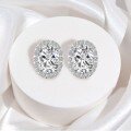 wholesale 925 Sterling Silver Oval Moissanite Earrings Women Summer New Fashion Ins Versatile Ear Cartilage Studs Simple High-end Earrings-0-1