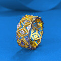 wholesale S925 Silver Gold-Plated French Openwork Geometric Lace Full Diamond Ring by Zhuozhifan Jewelry-0-1