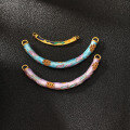 wholesale S925 gold-plated ancient enamel technique, fired blue semi-bangle curved tube accessories for handcrafted DIY braided bracelet jewelry parts-0-2