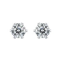 wholesale [925 Sterling Silver] Direct from manufacturer, classic and fashionable six-prong 50-point D-color moissanite earrings, Korean-style elegant women's accessories-30 minutes