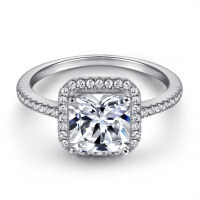 wholesale S925 silver square zircon ring, cross-border style, tarnish-resistant women's diamond ring set-TL-307>US size 7#