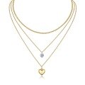 wholesale 925 Sterling Gold Plated Pendant with High-End Three-Layer Stackable Ins Style Moissanite Necklace, Popular in Europe and America-0-1