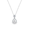 Sterling Silver Vintage Waterdrop Necklace with Zircon Wheat and Leaf Accents-0-3