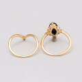 wholesale S925 Silver Plated 14k Gold with Black Onyx Japanese Light Luxury Design Set Ring-0-2