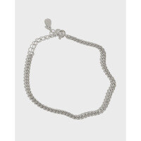 wholesale S925 Sterling Silver 332-391 Korean Style Fashion CHIC Minimalist Student Chain Bracelet for Women Silver Jewelry-391 Platinum (3mm width)  925 Silver