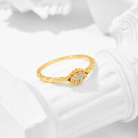 wholesale S925 silver plated with 14K gold white zirconium lace vase ring Japanese same style jewelry wholesale from source manufacturers-White Zirconium Ring>Size 5