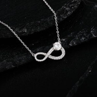 Sterling Silver Moissanite Necklace, Timeless Love, Women's Luxury Viral Valentine's Day Gift-S925 sterling silver + 50 points white moissanite