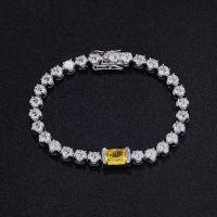 wholesale S925 Silver New ZHUOZHIFAN Jewelry 6*8 Ice-Cut Yellow Diamond Inlaid with Pavé Diamonds, Luxurious and Minimalist Style-B059 Yellow Diamond Bracelet 16cm
