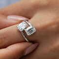 S925 Silver Moissanite Emerald-Cut Ring for Women-0-1