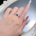 wholesale S925 Sterling Silver New Style Simulated Sapphire 50-Point Ring for Women, Fashion Ring Band for Daily Wear-0-3