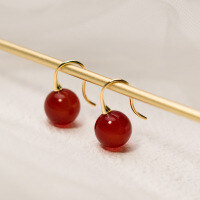 wholesale S925 Sterling Silver Geometric Round Bead Ear Hooks, Artistic Vintage Earrings M05369-S925 silver pair 925 silver 10mm