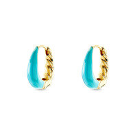 wholesale S925 Sterling Silver U-shaped Croissant Twist Earrings, Drop Oil Design, Fashionable And Trendy-Gold-Turquoise