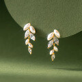 wholesale S925 Sterling Silver Fresh and Sweet Ins Style Niche Design Exquisite Diamond-Inlaid Leaf Earrings M06666-0-2