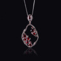 wholesale S925 sterling silver with natural garnet necklace, crystal pendant, small irregular pendant for women-0-1
