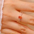 wholesale S925 Sterling Silver Red Elk Full Body Fancy Spessartite Garnet Cabochon Ring Classic Light Luxury Versatile Ins Style Oval Ring for Women-0-4