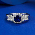 wholesale S925 Silver New Simulated Royal Blue 5*5mm Wide Square Ring for Women, Simple Engagement Ring-0-0
