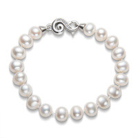 S925 Sterling Silver Simple Natural Freshwater Pearl Bracelet for Women-Style E Bracelet [6-7mm Natural Freshwater Pearl] 18cm  925 Silver