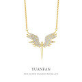 wholesale 925 Sterling Silver Light Luxury Zircon Inlaid Angel Wing Necklace, Women's-0-0