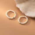 wholesale S925 Sterling Silver Pearl Stackable Ring, Light Luxury Niche Beaded Pearl Elastic Band Women's Ring J9610-0-1