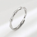 wholesale S925 Sterling Silver Maker's Ancient Style Bamboo Node Couple Rings, Unisex Niche Luxury Valentine's Day Gift for Her-0-6