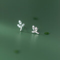 wholesale 925 Sterling Silver Diamond-Studded Olive Leaf Small Leaf Earrings, INS Style, M02329-0-3