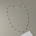 wholesale S925 Sterling Silver Black Bead Geometric Round Necklace Korean Style Fashion Commuter Necklace Y01328-0-0