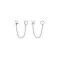 wholesale S925 Sterling Silver Earrings XO Geometric Chain Drop Earrings One-Piece Double Ear Piercing Niche Design Earrings G9674-0-4
