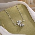 wholesale S999 Silver Maker's Two Summer Lily of the Valley Necklace, Fashionable, Luxurious, Versatile, Niche Design, Advanced Collarbone Chain-0-0