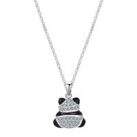 Sterling Silver Lovely Heart Bear Pendant Necklace-S925 Sterling Silver + Zircon  925 Silver