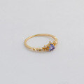 wholesale S925 Silver Plated 14k Gold French Light Luxury Vintage Style Tanzanite Ring-0-3