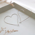 wholesale S925 Sterling Silver YH333 Korean-style Love Earrings Fashionable and Personalized CHIC Style Minimalist Hollow Heart-shaped Ear Hoops-0-2
