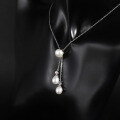 wholesale S925 Sterling Silver Natural Freshwater Pearl Necklace, Fashionable Light Luxury Ins Personality Elegance Collarbone Chain Pure Silver Necklace Jewelry-0-0