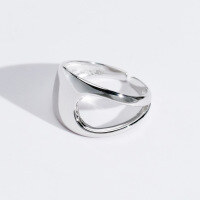 wholesale 925 Silver Korean Style Elegant Double-Layer Line Tail Ring, Small and Delicate Stackable Wide Hollow Women's Ring J9116-S925 silver double-layer pinky ring>Adjustable opening