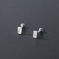 wholesale S925 Sterling Silver Nalan Square Stud Earrings for Women, Korean-Japanese Style, Geometric Threaded Bead with Rhinestones, Minimalist and Unique Design G9182-0-4