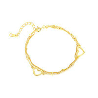 wholesale S925 Sterling Silver Zircon Butterfly Bracelet with Hollow Heart, Fashionable and Versatile Wholesale-L799-Gold/16+3cm 925 Silver