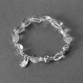 wholesale 925 Sterling Silver Exquisite Niche Irregular White Crystal Square Pendant Cat's Eye Beaded Elastic Bracelet S7417-0-2