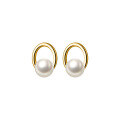 wholesale S925 Sterling Silver Minimalist Synthetic Pearl Round Stud Earrings Exquisite Temperament Ins Style Women's Earrings M03190-0-4