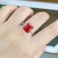 wholesale PT925 Silver Ring for Women with Ice Flower Cut and Radiant Cut Ruby Plated PT950 Platinum Color Cross-Border Wholesale-White Diamond-CBJZ234 No.5