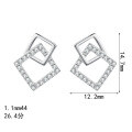 S925 Silver Geometric Square Cubic Zirconia Earrings for Women-0-3
